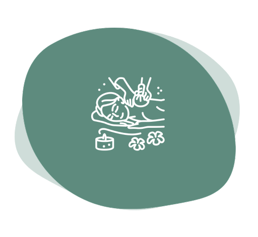 Spa massage icon on green background.