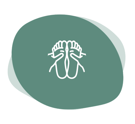 Feet yoga icon on green background.