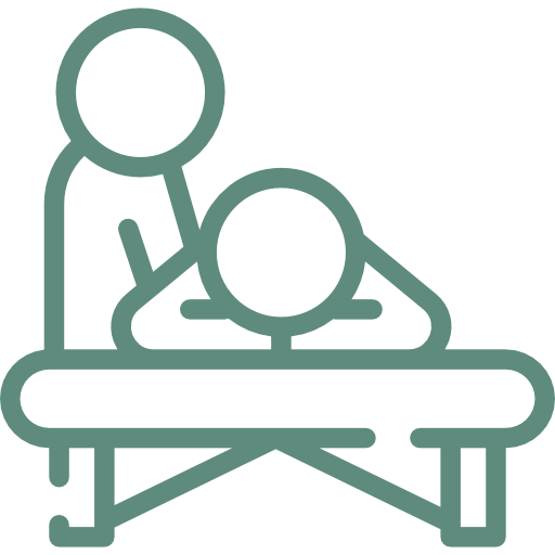 Stick figure giving a massage therapy.